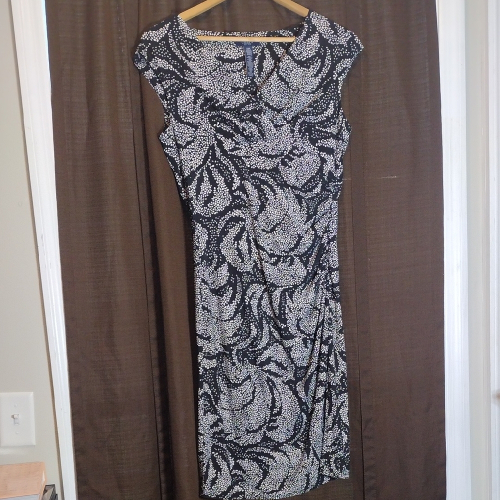 Chaps Black and Whitel Midi Dress